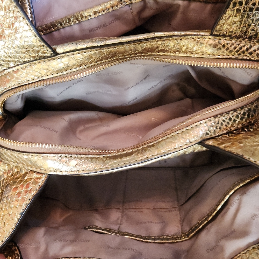 Michael Kors Python Gold Shoulder Tote - Picture 7 of 16